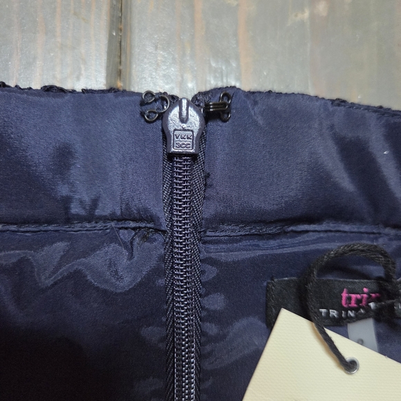 Trina Turk Navy Lace Off Shoulder Dress Size 2 Puff Sleeve Scalloped Hem - Picture 5 of 15